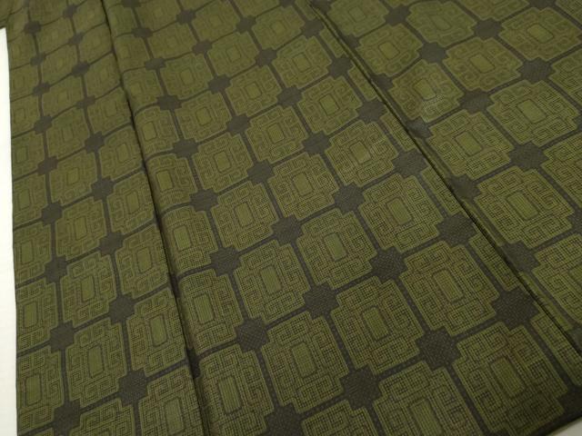 平和屋着物▼本場大島紬　割込み絣　変わり格子　正絹　逸品　AABL4224cs