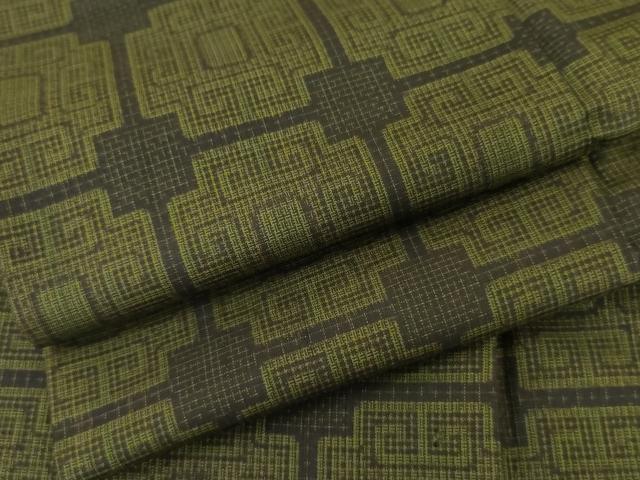 平和屋着物▼本場大島紬　割込み絣　変わり格子　正絹　逸品　AABL4224cs