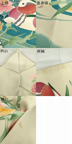 平和屋着物●京加賀友禅　松本健一　振袖　流水鴛鴦草花文　正絹　逸品　AABL4226cs