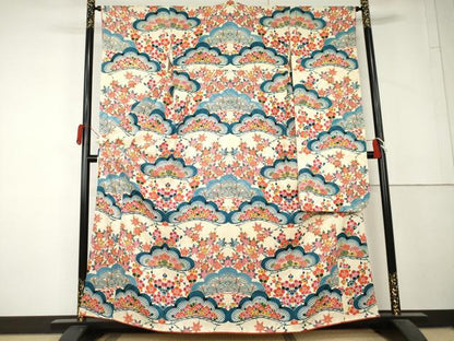 平和屋着物●豪華振袖　型染め　松竹梅文　正絹　逸品　AABL4230cs