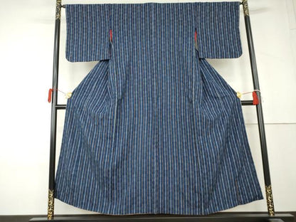 平和屋着物●上質な小紋　縞　綿　逸品　AABL4233cs