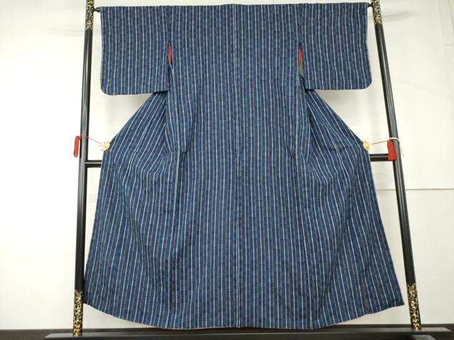 平和屋着物●上質な小紋　縞　綿　逸品　AABL4233cs