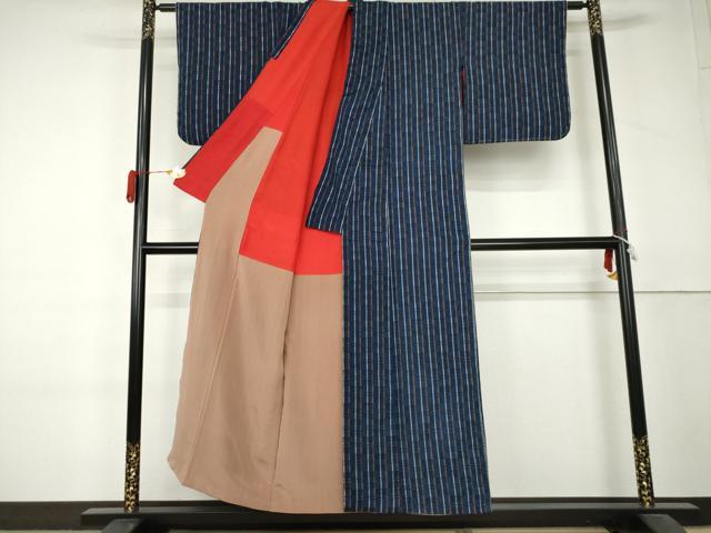 平和屋着物●上質な小紋　縞　綿　逸品　AABL4233cs