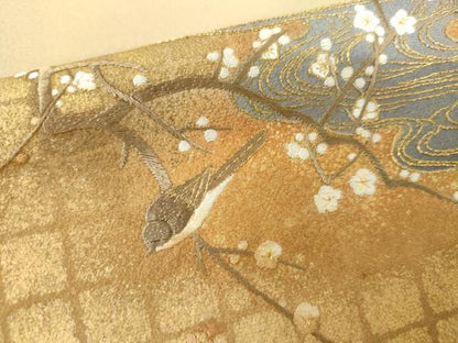 平和屋着物●中国三大刺繍　スワトウ刺繍　汕頭刺繍　色留袖　花鳥風景文　金彩　正絹　逸品　AABL4234cs