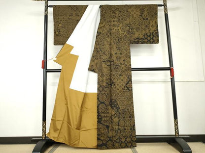 平和屋着物●白泥染の第一人者・絣の魔術師 恵積五郎 本場大島紬 恵大島織物謹製 訪問着 本場大島紬 割込み絣 正絹 逸品 AABL4235cs