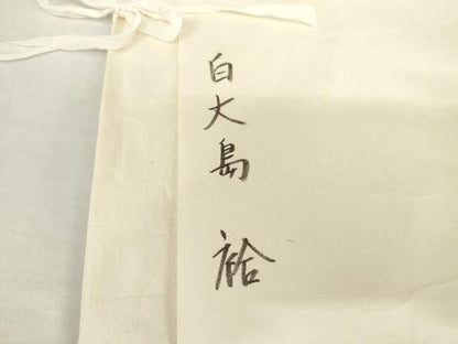 平和屋着物●京都祇園の老舗　ぎをん齋藤　本場大島紬　白大島　9マルキ　舞蝶文　たとう紙付き　正絹　逸品　AABL4236cs