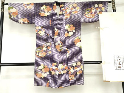平和屋着物＃京都老舗銘店・に志田　道中着　駒刺繍　花丸文　金彩　たとう紙付き　正絹　逸品　AABL4238cs