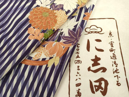 平和屋着物＃京都老舗銘店・に志田　道中着　駒刺繍　花丸文　金彩　たとう紙付き　正絹　逸品　AABL4238cs