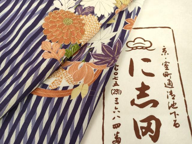 平和屋着物＃京都老舗銘店・に志田　道中着　駒刺繍　花丸文　金彩　たとう紙付き　正絹　逸品　AABL4238cs