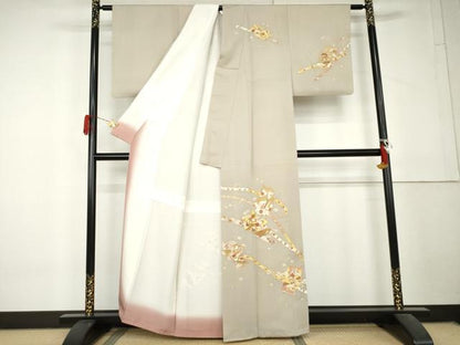 平和屋着物●銀座きしや　訪問着　誰が袖花文　金彩　たとう紙付き　正絹　逸品　AABL4239cs