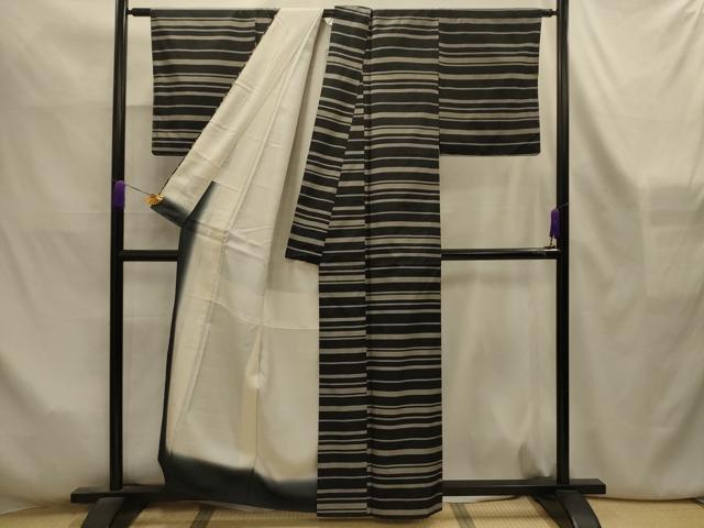平和屋着物■本場縞大島紬　横段文　正絹　逸品　AABL4247sx