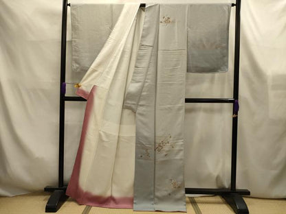平和屋着物■訪問着　刺繍　草花文　金糸　金彩　正絹　逸品　AABL4248sx