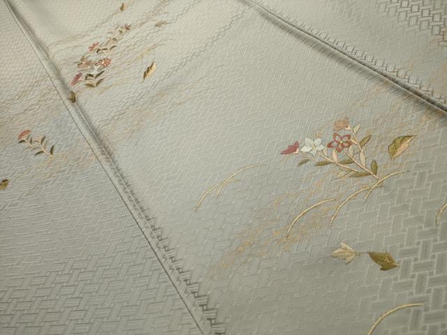 平和屋着物■訪問着　刺繍　草花文　金糸　金彩　正絹　逸品　AABL4248sx