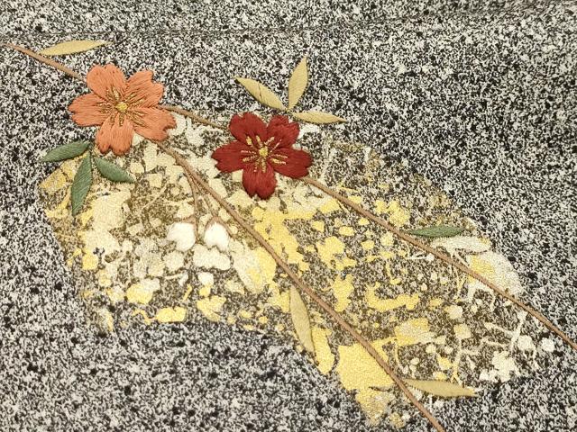 平和屋着物■訪問着　刺繍　地紙花文　金銀彩　金糸　正絹　逸品　AABL4250sx