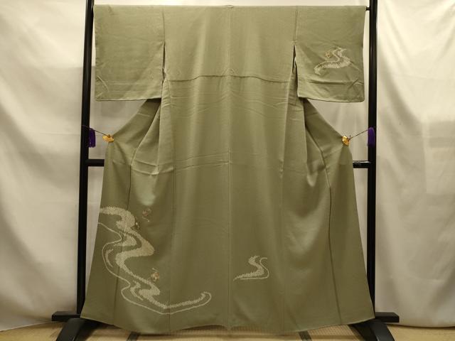 平和屋着物■中国三大刺繍　汕頭刺繍　スワトウ刺繍　訪問着　絞り　流水花鏡裏文　金糸　正絹　逸品　AABL4252sx