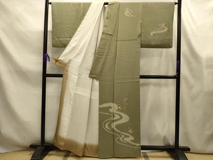 平和屋着物■中国三大刺繍　汕頭刺繍　スワトウ刺繍　訪問着　絞り　流水花鏡裏文　金糸　正絹　逸品　AABL4252sx