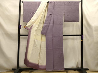 平和屋着物■上質な色無地　横段花地紋　鳩羽色　正絹　逸品　AABL4253sx