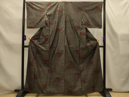 平和屋着物■本場大島紬　草花紋　横総絣　正絹　逸品　AABL4254sx