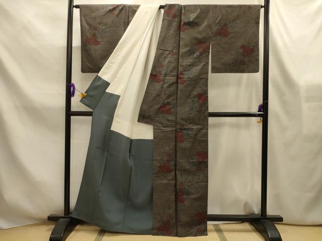 平和屋着物■本場大島紬　草花紋　横総絣　正絹　逸品　AABL4254sx