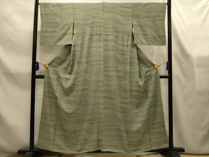 平和屋着物■上質な小紋　よろけ縞　正絹　逸品　AABL4255sx