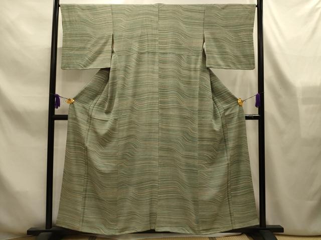 平和屋着物■上質な小紋　よろけ縞　正絹　逸品　AABL4255sx