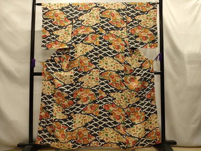 平和屋着物■上質な小紋　松竹梅雲取り吉祥花宝づくし文　正絹　逸品　AABL4257sx
