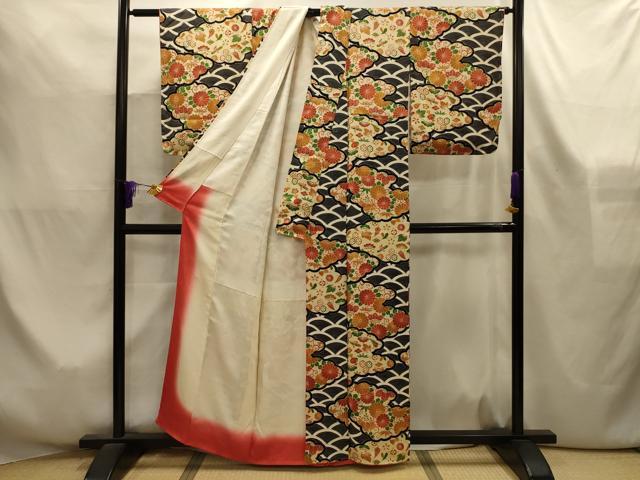 平和屋着物■上質な小紋　松竹梅雲取り吉祥花宝づくし文　正絹　逸品　AABL4257sx