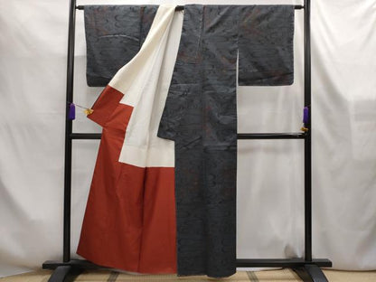 平和屋着物■本場大島紬　7マルキ　流水亀甲文　正絹　逸品　AABL4258sx
