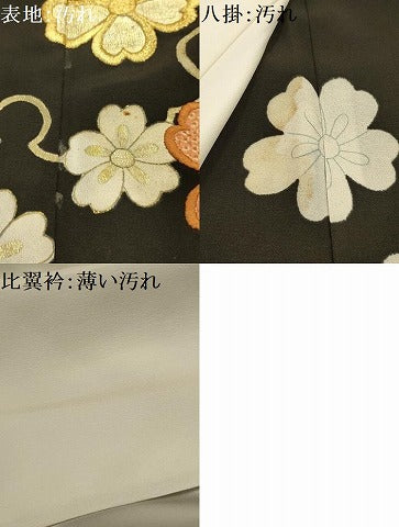 平和屋着物■豪華黒留袖　手描き　絞り　刺繍　雪輪花文　金銀糸　金銀彩　正絹　逸品　AABL4270sx