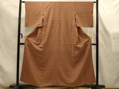 平和屋着物■上質な小紋　作家物　横段人物風景文　金彩　正絹　逸品　AABL4271sx