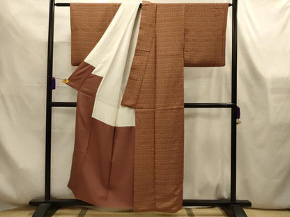 平和屋着物■上質な小紋　作家物　横段人物風景文　金彩　正絹　逸品　AABL4271sx