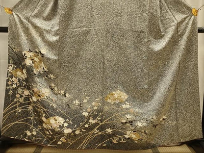 平和屋着物■訪問着　地紙枝花文　暈し染め　たたき染め　金彩　正絹　逸品　AABL4272sx