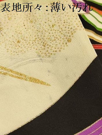 平和屋着物■上質な小紋　流水花文　黒地　金彩　正絹　逸品　AABL4274sx