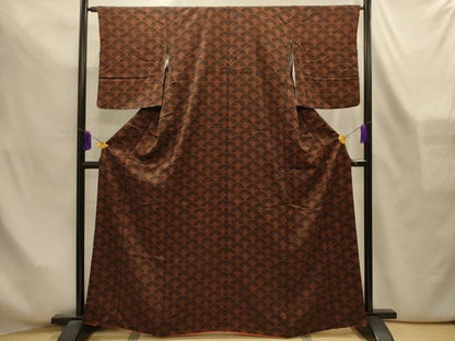 平和屋着物■上質な小紋　菊青海波　黒地　正絹　逸品　AABL4277sx