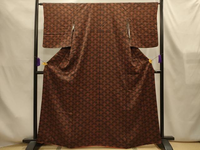 平和屋着物■上質な小紋　菊青海波　黒地　正絹　逸品　AABL4277sx