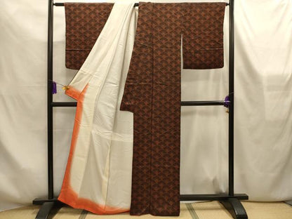 平和屋着物■上質な小紋　菊青海波　黒地　正絹　逸品　AABL4277sx