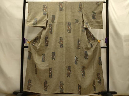 平和屋着物■上質な小紋　花鳥短冊文　金彩　正絹　逸品　AABL4280sx