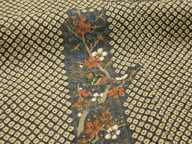 平和屋着物■上質な小紋　花鳥短冊文　金彩　正絹　逸品　AABL4280sx