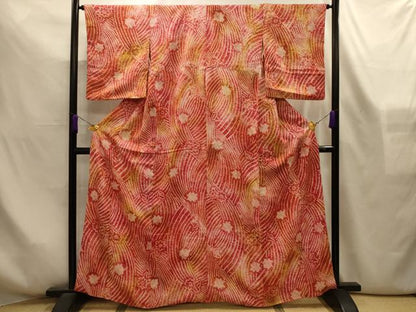 平和屋着物■上質な小紋　総絞り　流水花文　正絹　逸品　AABL4281sx