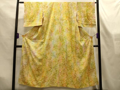平和屋着物■上質な小紋　総絞り　枝葉文　正絹　逸品　AABL4282sx