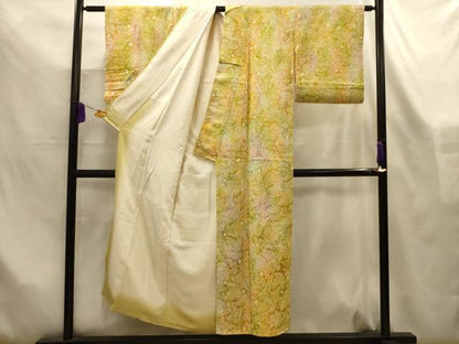平和屋着物■上質な小紋　総絞り　枝葉文　正絹　逸品　AABL4282sx