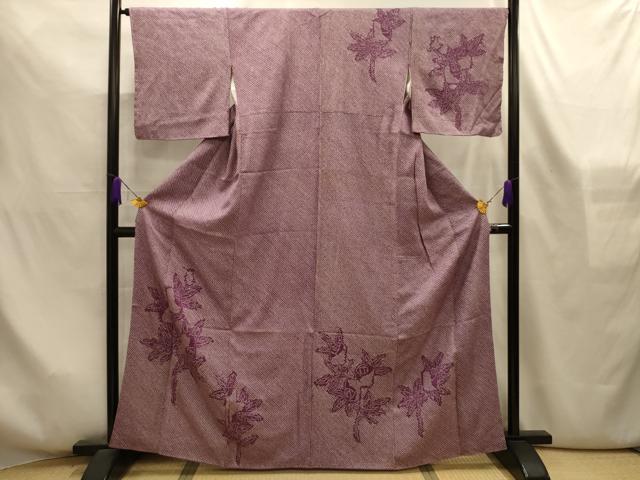 平和屋着物■訪問着　総絞り　枝葉文　正絹　逸品　AABL4283sx