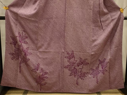 平和屋着物■訪問着　総絞り　枝葉文　正絹　逸品　AABL4283sx