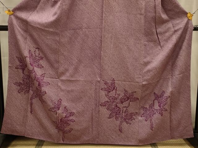 平和屋着物■訪問着　総絞り　枝葉文　正絹　逸品　AABL4283sx
