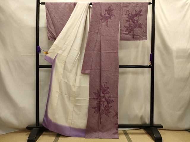 平和屋着物■訪問着　総絞り　枝葉文　正絹　逸品　AABL4283sx