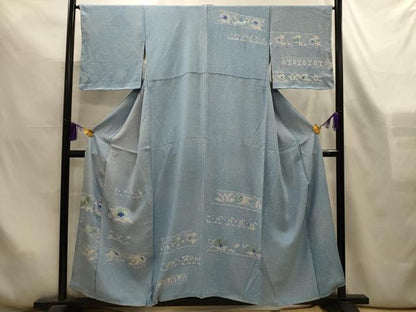 平和屋着物■訪問着　刺繍　横段更紗花文　正絹　逸品　AABL4285sx