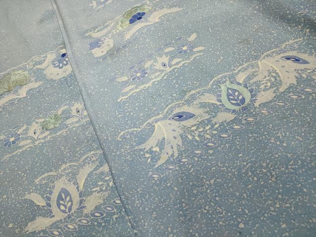 平和屋着物■訪問着　刺繍　横段更紗花文　正絹　逸品　AABL4285sx