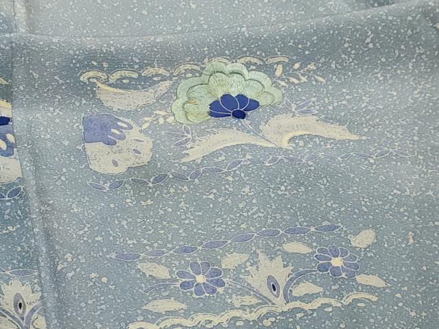 平和屋着物■訪問着　刺繍　横段更紗花文　正絹　逸品　AABL4285sx