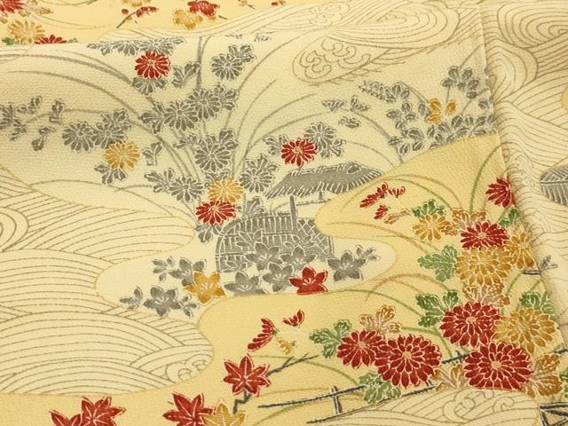 平和屋着物■上質な小紋　立波花文　正絹　逸品　AABL4288sx
