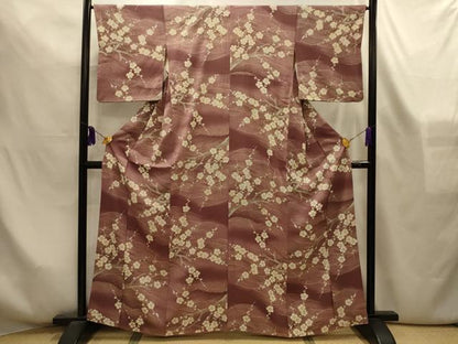 平和屋着物■上質な小紋　流水枝梅文　暈し染め　正絹　逸品　AABL4289sx
